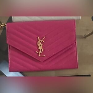 YSL Pink Quilted Clutch